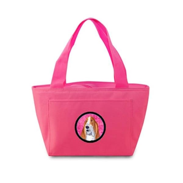 Carolines Treasures SS4804-PK-8808 Pink Basset Hound Zippered Insulated School Washable And Stylish Lunch Bag Cooler SS4804-PK-8808 - main
